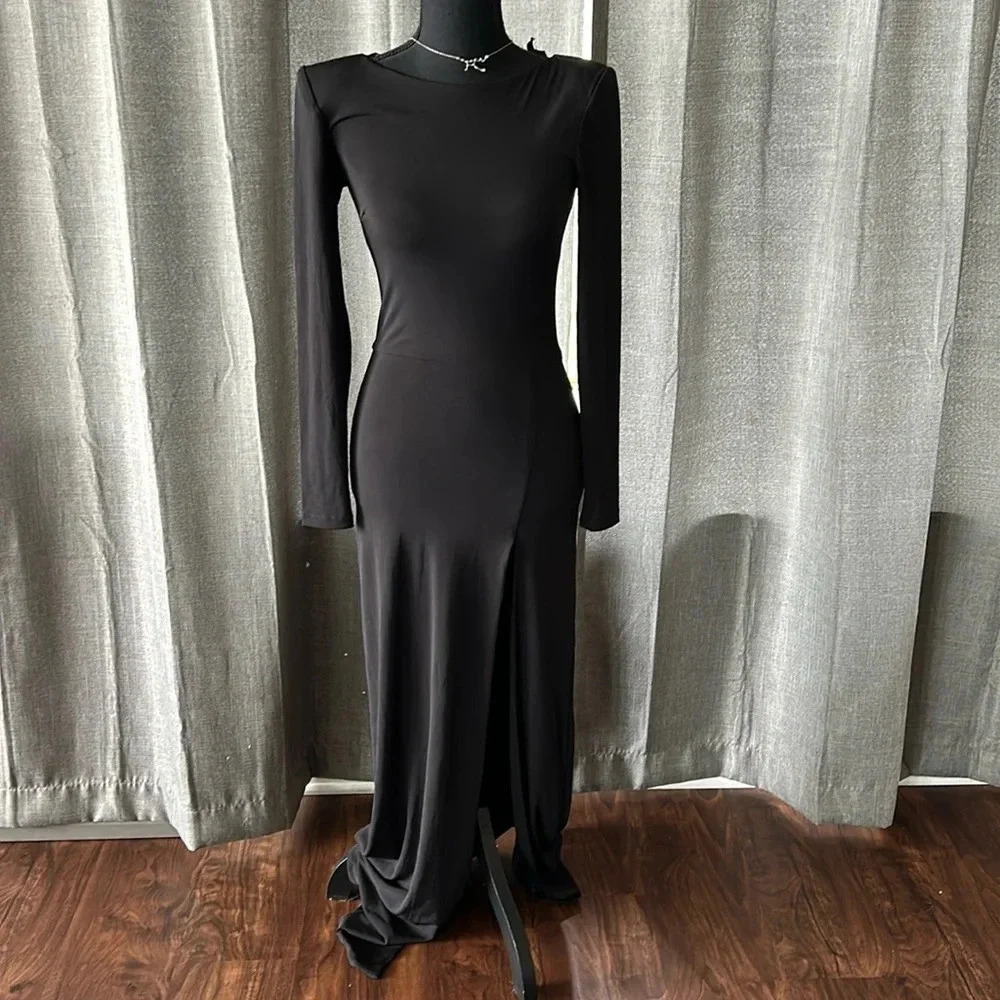 Topshop Elegant Black Long Sleeve Maxi Dress